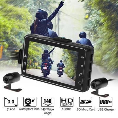 Motorcycle Dashcam, Dual Cameras for Front and Rear Recording, HD Night Vision Waterproof Recorder