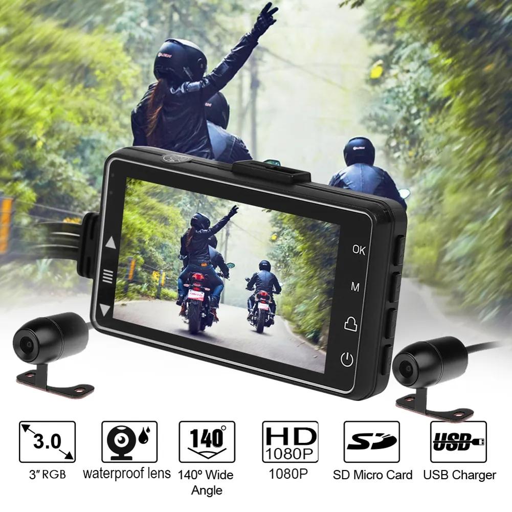 Motorcycle Dashcam, Dual Cameras for Front and Rear Recording, HD Night Vision Waterproof Recorder