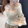 Sweet and Spicy White Lace V-neck Sweater Women's Autumn and Winter Inner Knitted Bottomed Long-sleeved Top