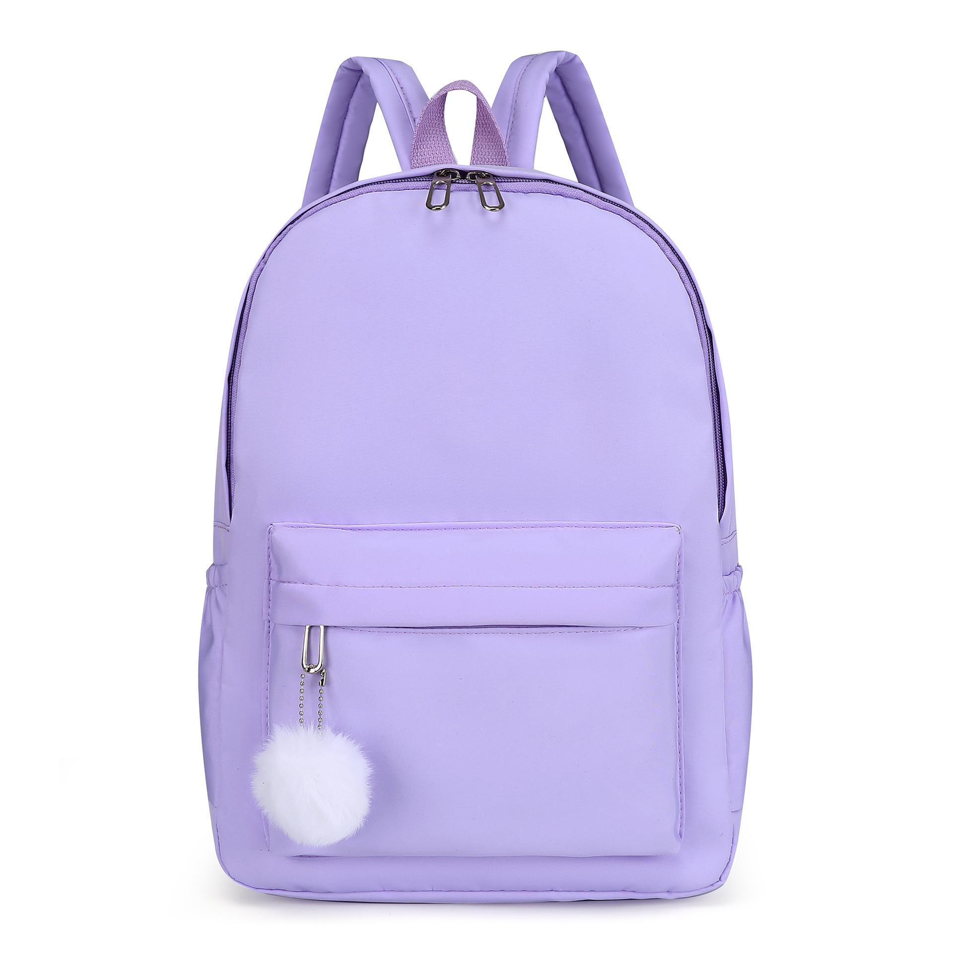 Trendy Rugzak met Grote Capaciteit voor Dames met Pompom Decor Hoge Kwaliteit Casual Schooltas paars