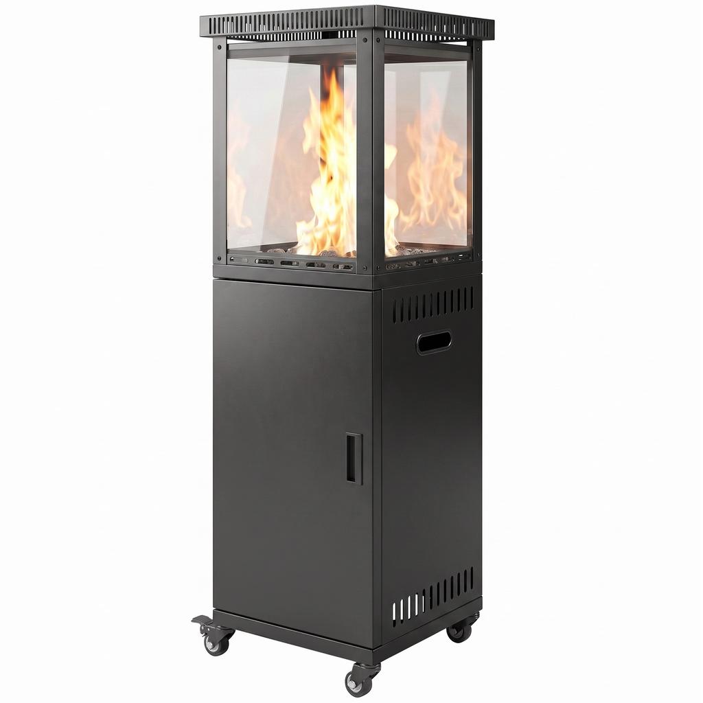 Gas Patio Heater, 13 kW Portable Propane Outdoor Heater with Stepless Heat Control, Tip-over Protection, 4 Wheels, Black