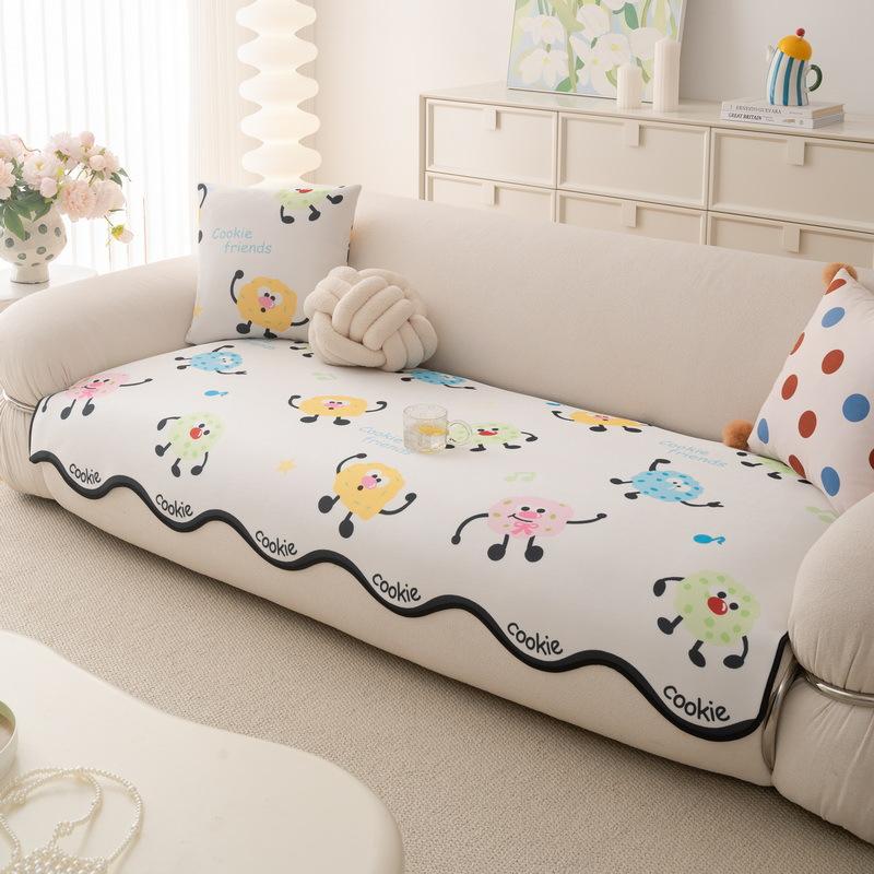 Cartoon Ice Silk Summer Mat Special-Shaped Sofa Cushion  New Cool Irregular Straight Row Non-Slip Seat Cushion Cover Cloth
