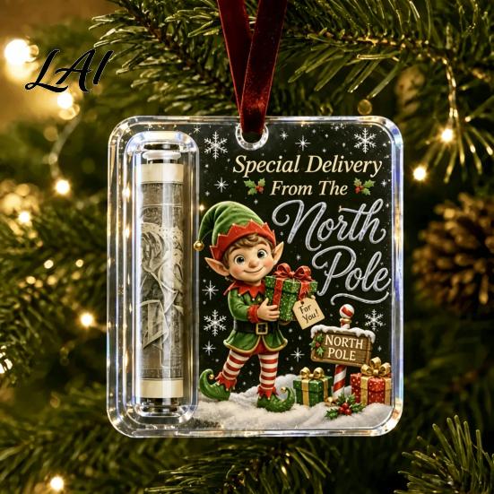 Festive Hanging Cash Holder Personalized Christmas Ornament Custom Acrylic Money Clip for Holiday Gift Display Tree Decorations Unique Keepsake