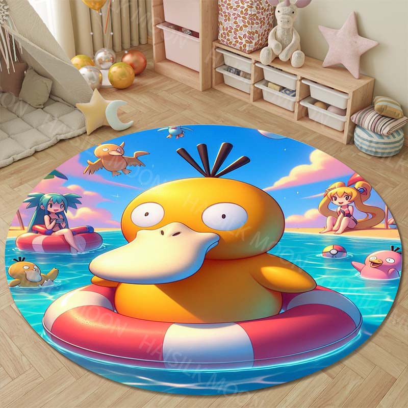 Multiple Styles Pokemon Psyduck Round Rugs for Living Room Bedroom Floor Mats Kids Room Sofa Chair Mat Carpet Home Decor