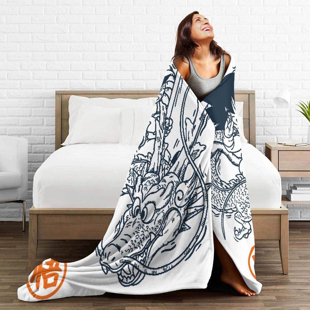 Goku and Shenron Knitted Blanket Kakarot DBZ Manga Plush Throw Blankets Summer Air Conditioning Printed Soft Warm Bedspreads,