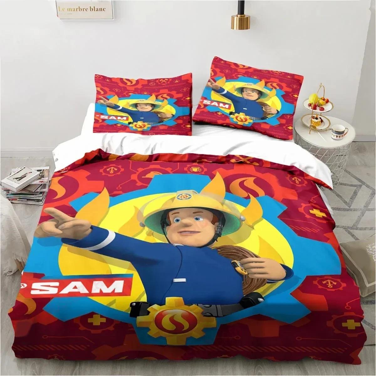 

Мультфільм Пожежний Сем Іграшки Комплект постільної білизни Підодіяльник Постільний комплект Підодіяльник Наволочка Підодіяльник king Queen Size Комплект постільної білизни для дорослих хлопчиків EU Single 135x200cm