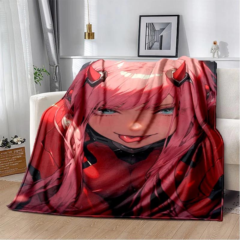 29 Style Cartoon Zero Two 002 Hiro Sexy Girl DARLING in The FRANXX Flannel Blanket,Soft Throw Blanket for Home Bedroom Bed Sofa