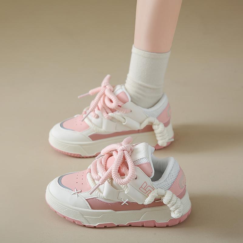 Nowe Damskie Buty Moda Sneakersy na Platformie Panie Wiosenne Płaskie Buty na Grubej Podeszwie Codzienne Buty do Biegania dla Kobiety