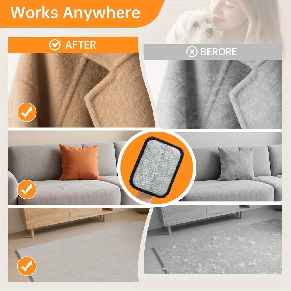 2Pcs Static Pet Hair Removal Gloves, Reusable Electrostatic Pet Cat Dog Hair Remover Grooming Gloves Brush Tool for Couch, Furniture, Carpet, Car Seat