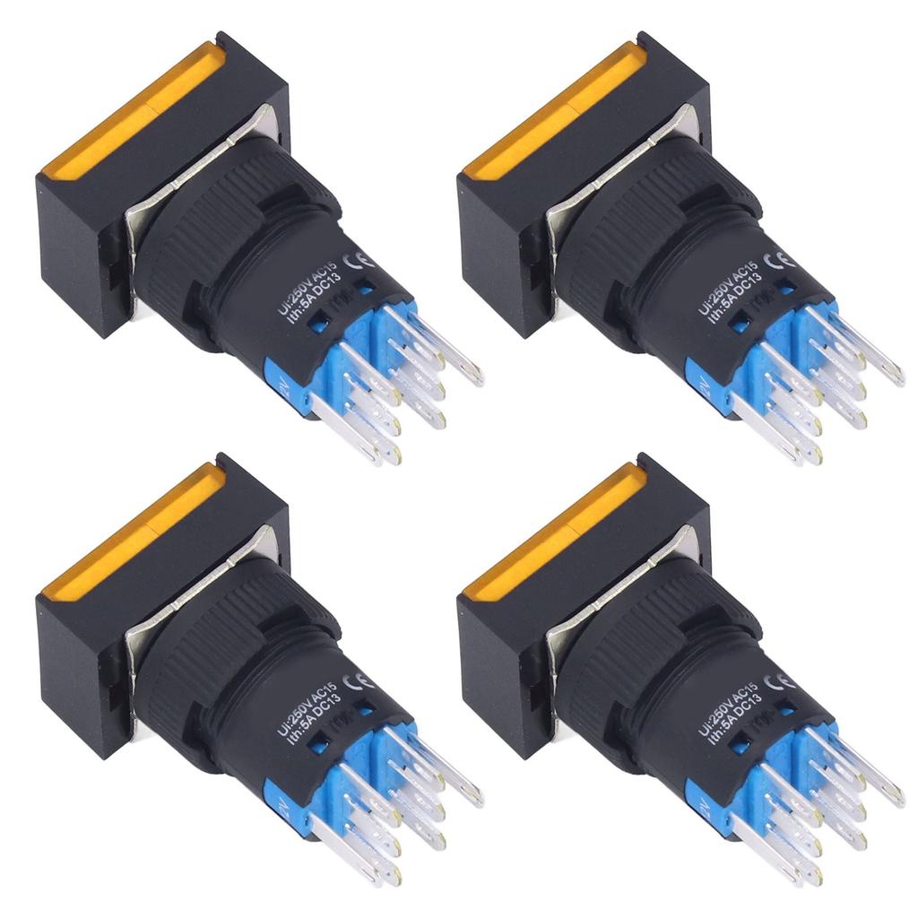 25Pcs Push Button ABS Brass Self Locking es with Light 16mm 12V