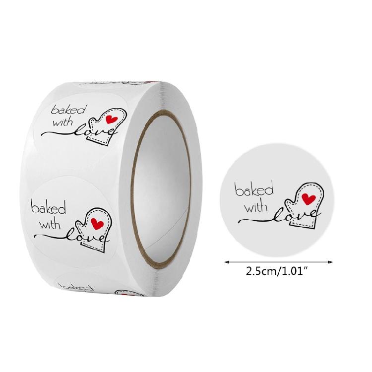500 Stück/Rolle Mit Liebe gebacken Haftaufkleber Wasserdicht Abnehmbar Backetikett