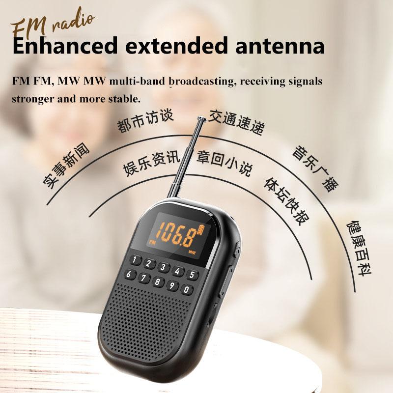 Mini Pocket FM AM Radio Large LCD Display DSP Radios Receiver Wireless Bluetooth Speaker TF Card Music Player for Elder 9K/10K