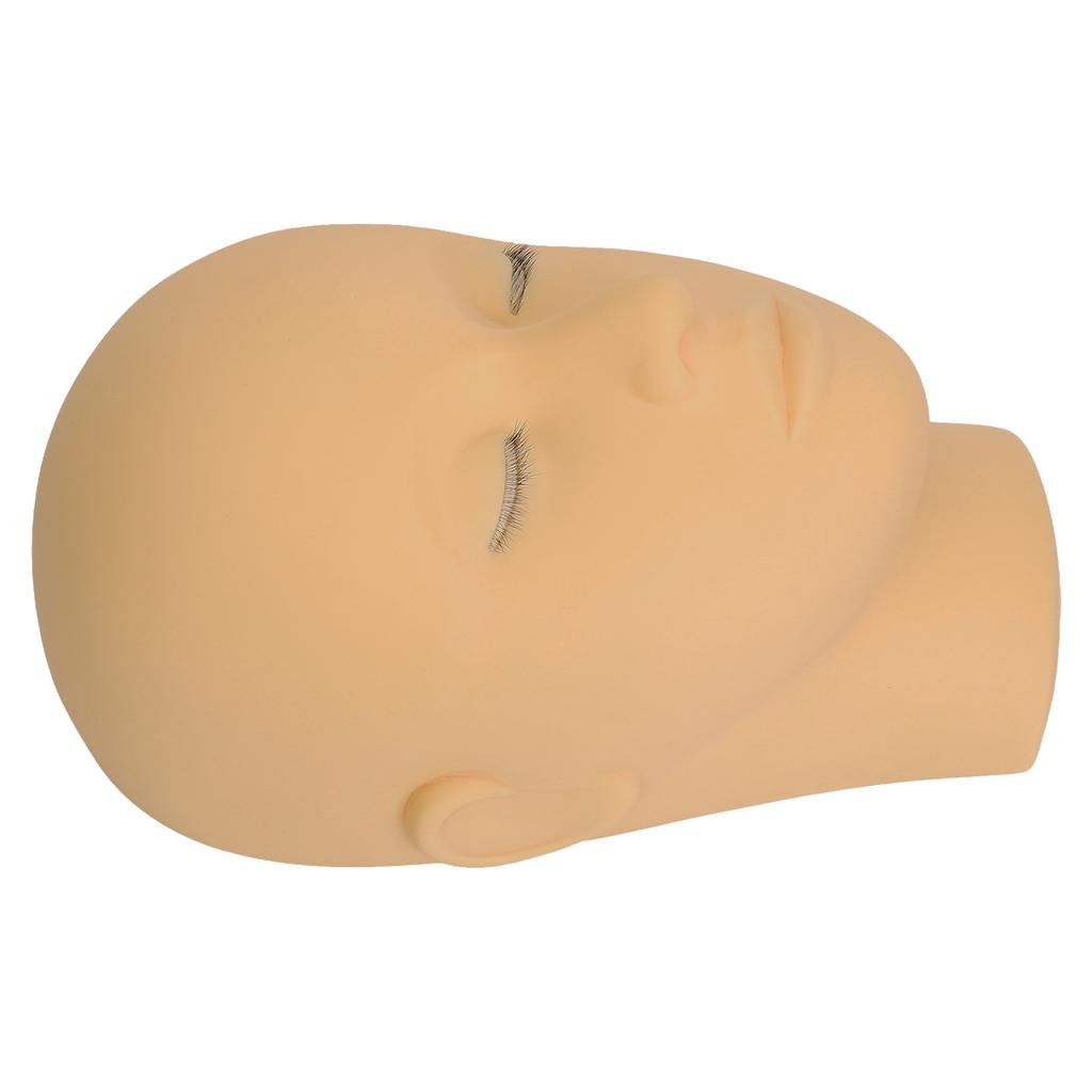 Eyelash Extension Mannequin Head 3 Layer Lashes Makeup Beauty Silicone Practice Training Doll Head Light Coffee