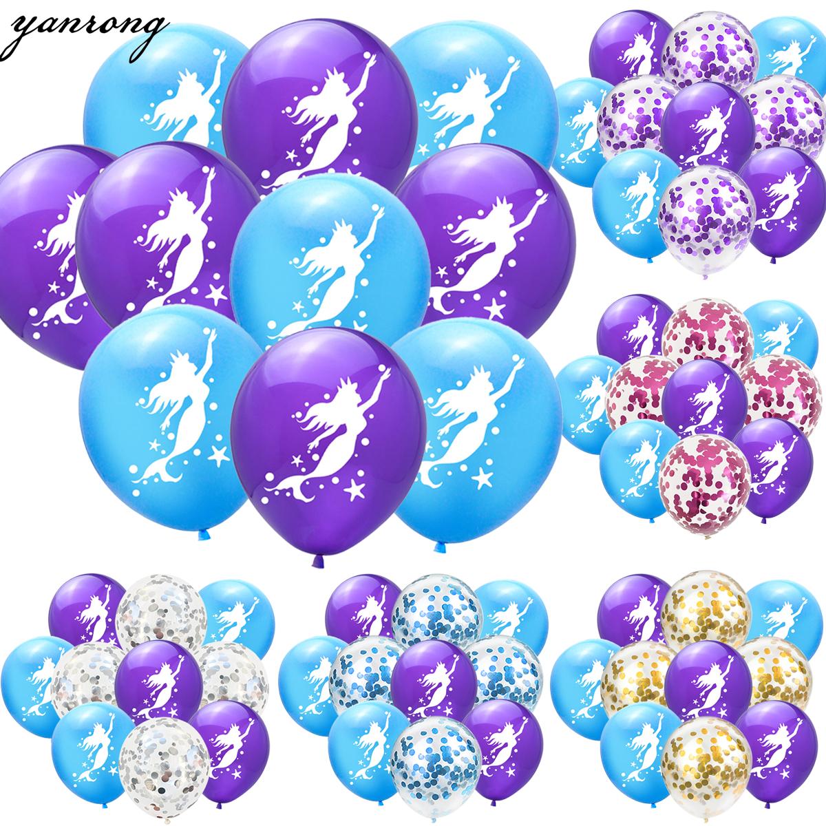 

Rose Gold Purple Blue Mermaid Confetti Balloons Birthday Party Baby shower Decoration Kids Adult Air Balls globos Wedding Decor