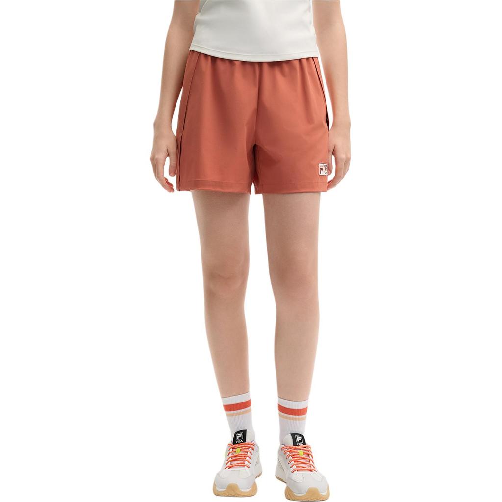 Fila X Little Fox Collaboration Loose Lightweight Comfortable Fashion Soft Three-Quarter Casual Shorts Women Shorts Light-Bean-Red F11W529801F-RD