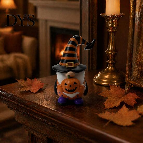 Small Resin Elf Sculptures Halloween Gnome Ornament, Spooky Faceless Figurine, Unique Whimsical Fall Table Decorations for Home Indoor Outdoor