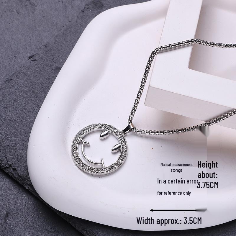 Trendy Cross-Border Rhinestone Pendant Necklace: Unisex Hip-Hop Style Stainless Steel Chain.