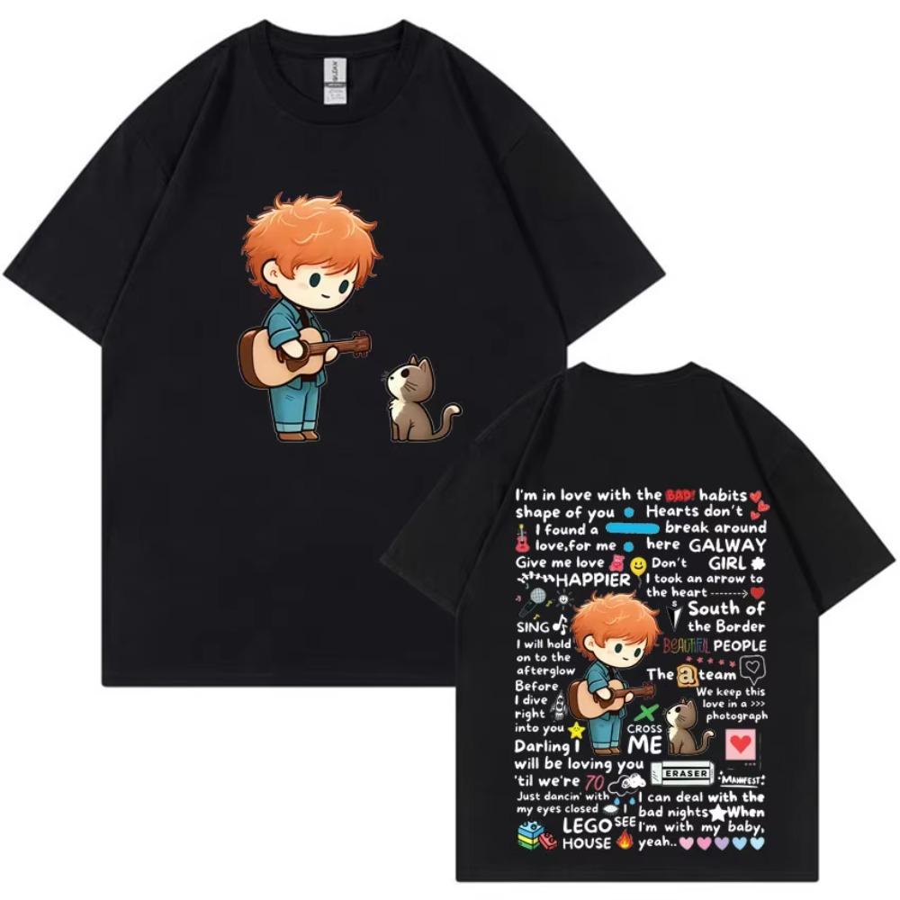 Ed Sheeran European Tour 2025 Graffiti Pattern Harajuku T Shirt Mens Women  Casual T-shirt Fashion Pop T-shirts Streetwear