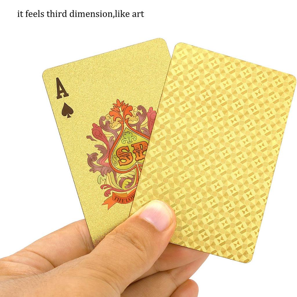 Cartas de jogar à prova d'água, cartas de plástico douradas para pôquer, novidades, ferramentas para jogos de tabuleiro, festa familiar, entretenimento ao ar livre