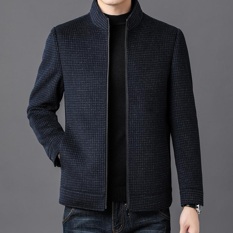 Double-sided short cashmere coat, middle-aged woolen woolen jacket, winter casual removable liner stand-up collar top