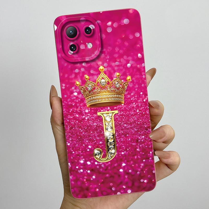 For Xiaomi Mi 11 Lite / 11 Lite 5G / 11 Lite 5G NE Crown Initial Letter Couple Phone Case Soft Silicone TPU Protective Casing