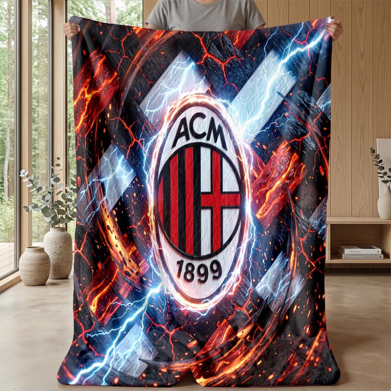 AC Mailand Thema Decke Weiche Flanelldecke Plüsch Überwurfdecke Gemütliche Sofa Bettdecke für Heimdekoration
