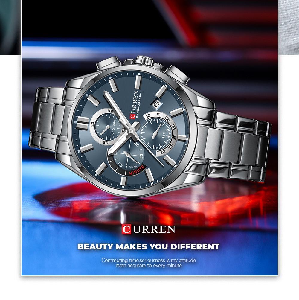 CURREN 8475 Men's Multifunction Waterproof Wristwatch with Large Dial