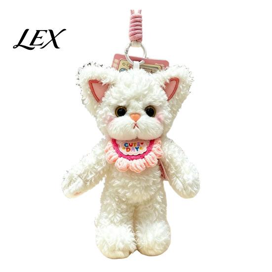 Mini Stuffed Cat Charm Plush Pendant, Cute Fuzzy Curly Kitten Charm, Soft Gift for Lovers Animal Keychain Backpack Fluffy Key Ring