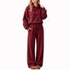 Completo da Donna 2 Pezzi con Felpa con Cappuccio Girocollo a Manica Lunga e Pantaloni, Tuta Casual per l'Uso Quotidiano