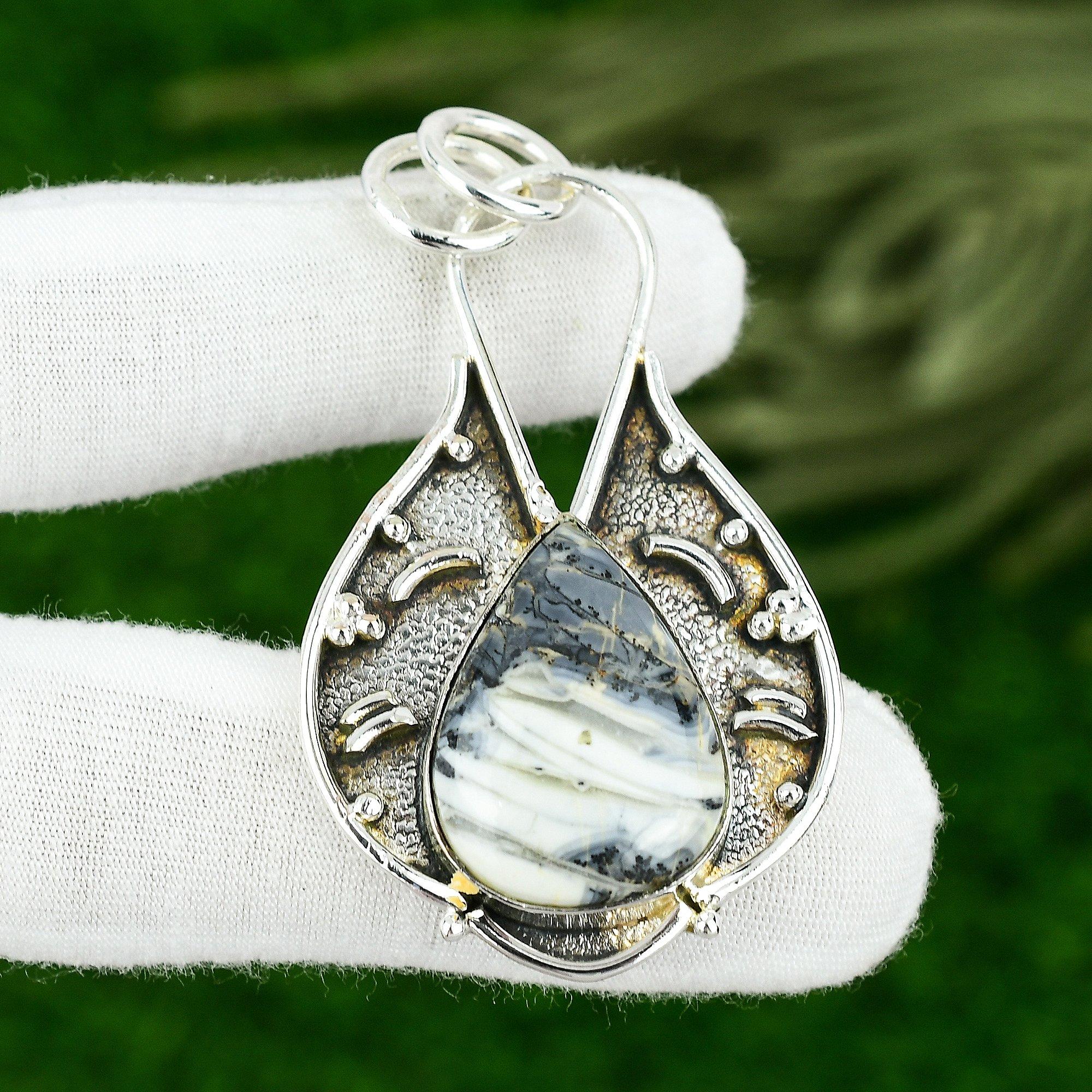 Серебро 925 пробы Груша Малигано Яшма Камень Мать Безель Юбилейный Подвеска Ювелирные изделия