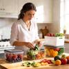 Simple and Durable Food Sealed Fresh-keeping Box Food-grade Fruit and Vegetable Drain Storage Box Freezer Storage Box with Lid