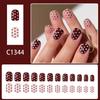24PCS False Nail Contrast-color Pattern Coffee Glittering Tips Reusable Artificial Nail For Wedding Event Daily Wear