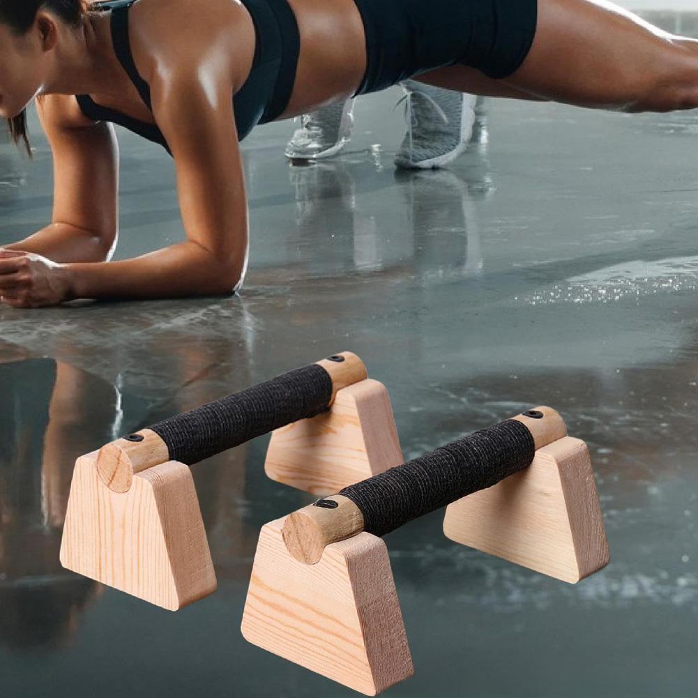 Wooden Push Up Handles Parallettes Bars Workout Equipment Non Slip Grips for Strength Calisthenics Household Fitness Man Woman