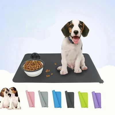 Dog Cat Bowl Food Mat with High Lips Silicone Non-Stick Waterproof Pet Food Feeding Pad Puppy Feeder Tray Water Cushion Placemat