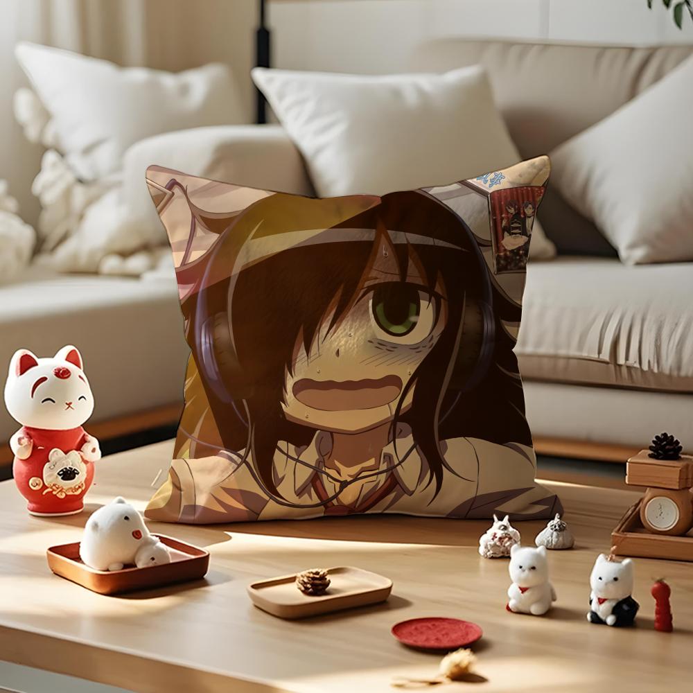 K-Kuroki T-Tomoko Pillow Case Anti-dustmite Pillowcase Invisible Zipper Silky Short Plush Sofa Cushion Cover