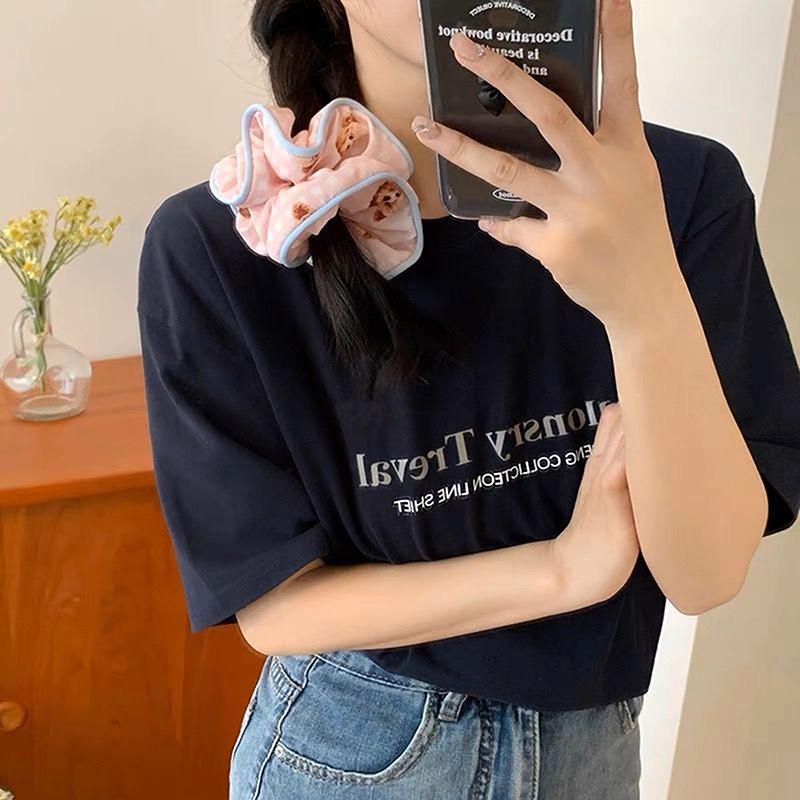 Cute Bear Striped Large Intestine Hair Ties Summer Sweet Women'S Ball Head Tie Versatile Hair Accessories Hair Ropes Headwear