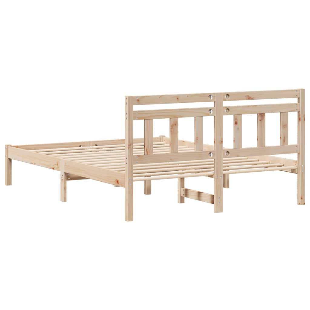Brown Bed Frame 120 x 200 cm Solid Pine Wood