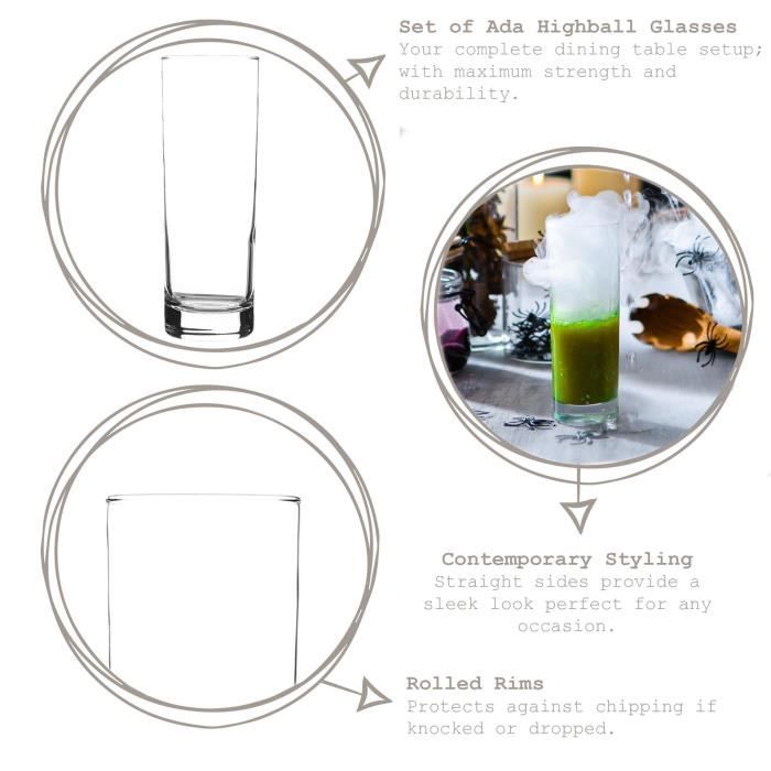 Verre Highball - LAV Ada - 315ml - Lot De 6 - Transparent - Design Moderne