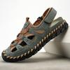 Leather Men Water Beach Sandals Summer Outdoor Casual Closed Toe Sports Sandals Non-slip Soft Hiking Wading Sneakers