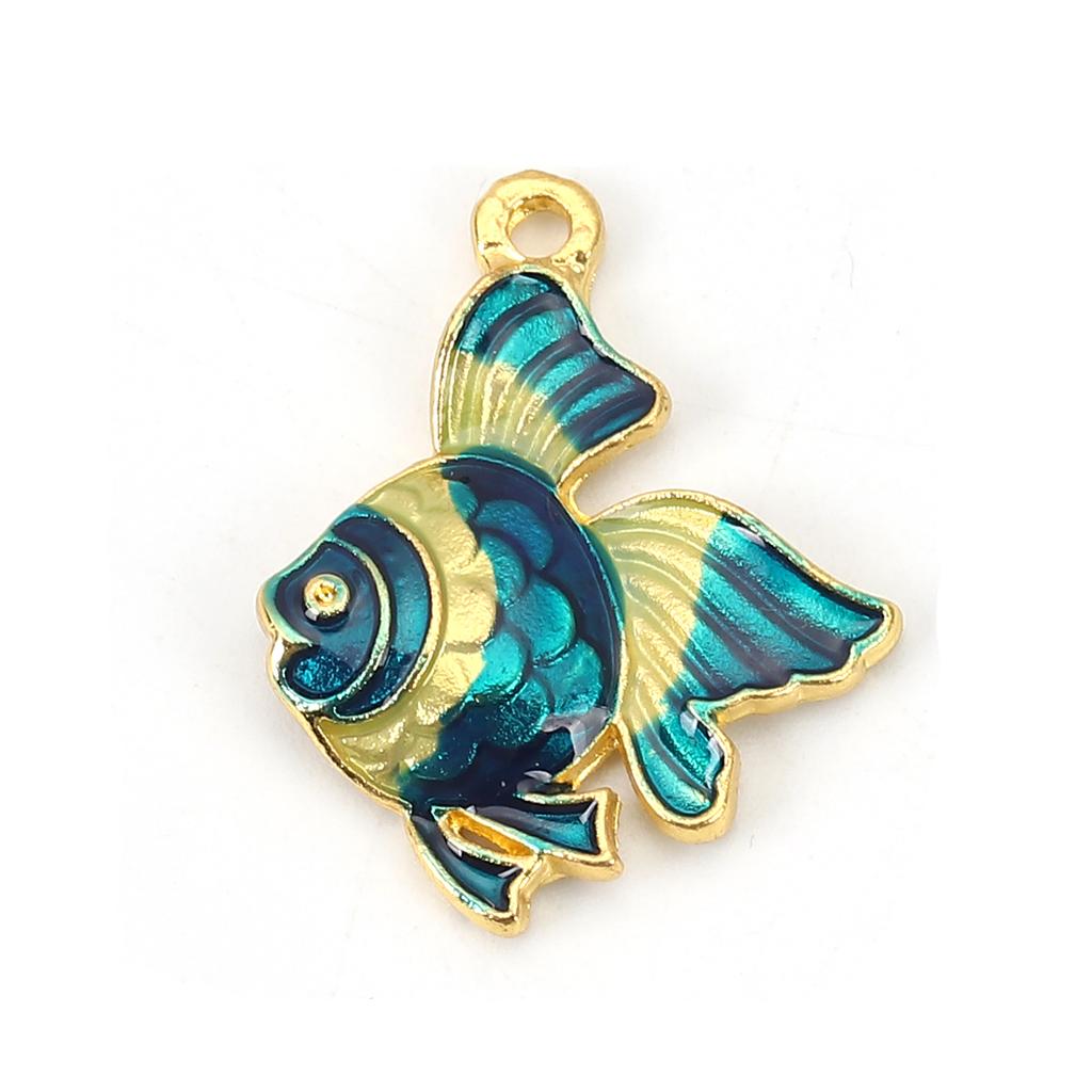 5PCs Ocean Jewelry Charms Fish Animal Enamel Pendants for DIY Necklace Bracelet Jewelry Making 23mm X18mm