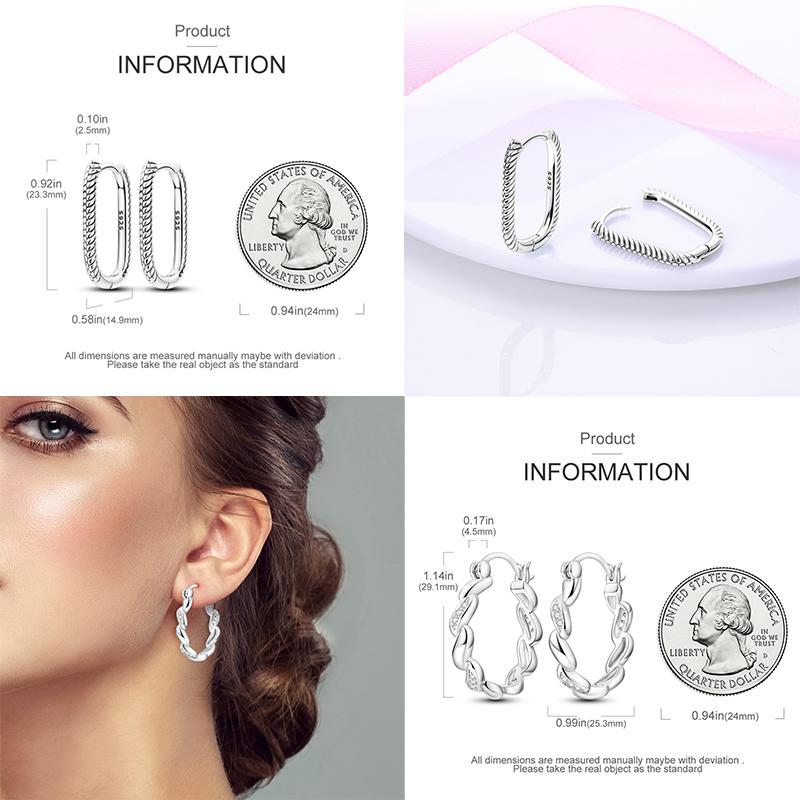 Original 925 Sterling Silver Earrings Simple Versatile Big Circle Hoop Earrings For Women Wedding Engagement Birthday Gift