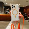 For iPhone 16 Pro Max Magnetic Case with Lanyard Drop-Proof TPU+PC Phone Back Cover