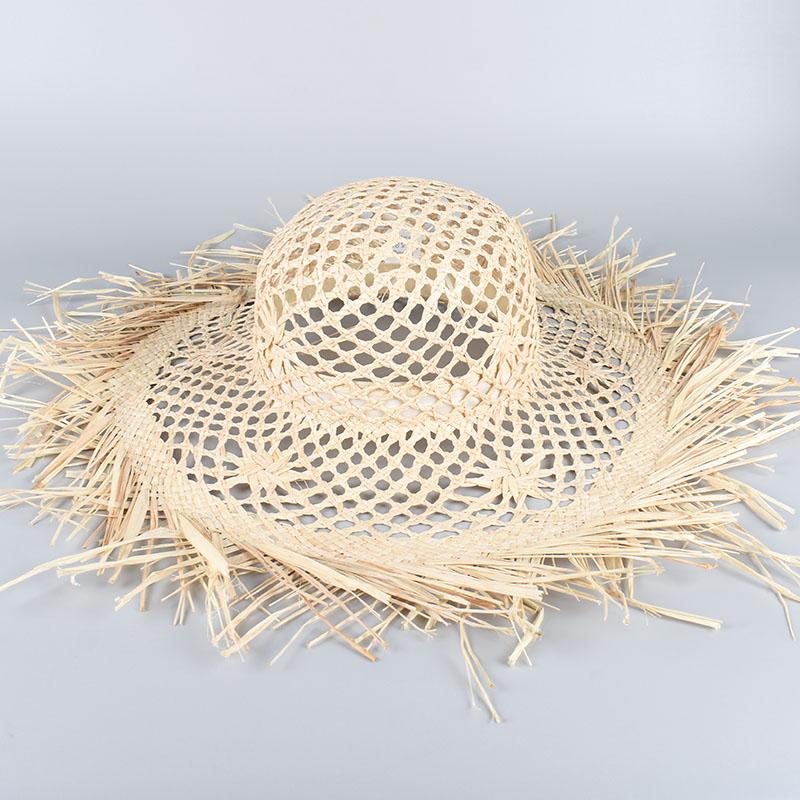 

Summer Beach Sun Hat Women 2025 Handmade Hollow Out 100% Natural grass Raffia Straw Hats Sun Protection Cap Travel Sunhat About 58cm