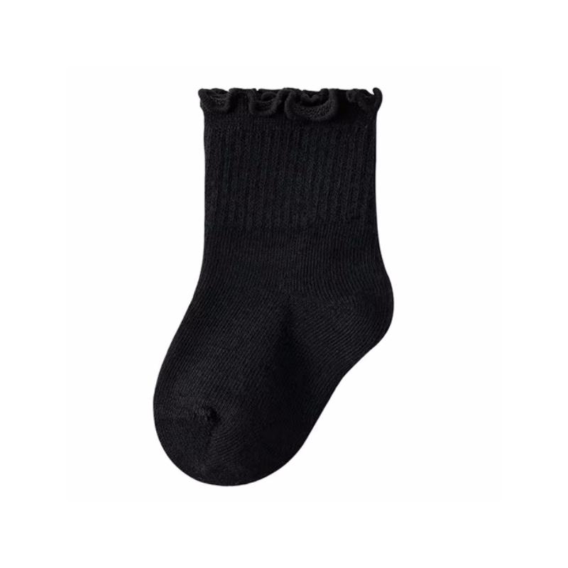 

Детские носки для девочек, хлопковые однотонные детские носки в горошек для девочек, модные детские носки принцессы для девочек, осень-зима, От 0 до 12 лет 0-1Y(S ) чёрный