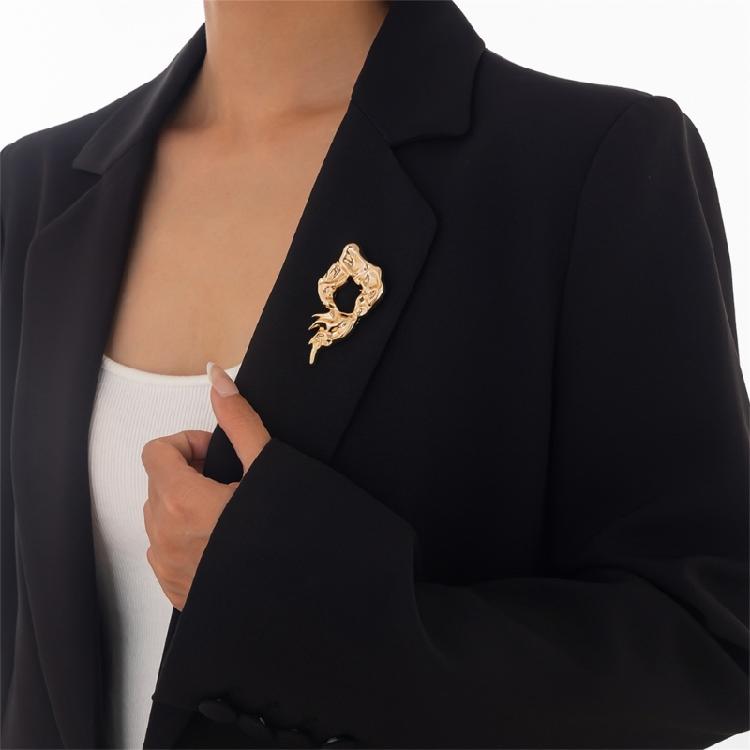 Delicate Hollow Pattern Alloy Brooch Eye Catching Lapel Pin Accessory For Women Seeking Unique Style Accent