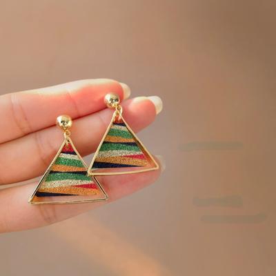925 Silver Needle Women Jewelry Triangle Earrings  Trend Sweet  Temperament Rainbow Earrings For Women Accessories