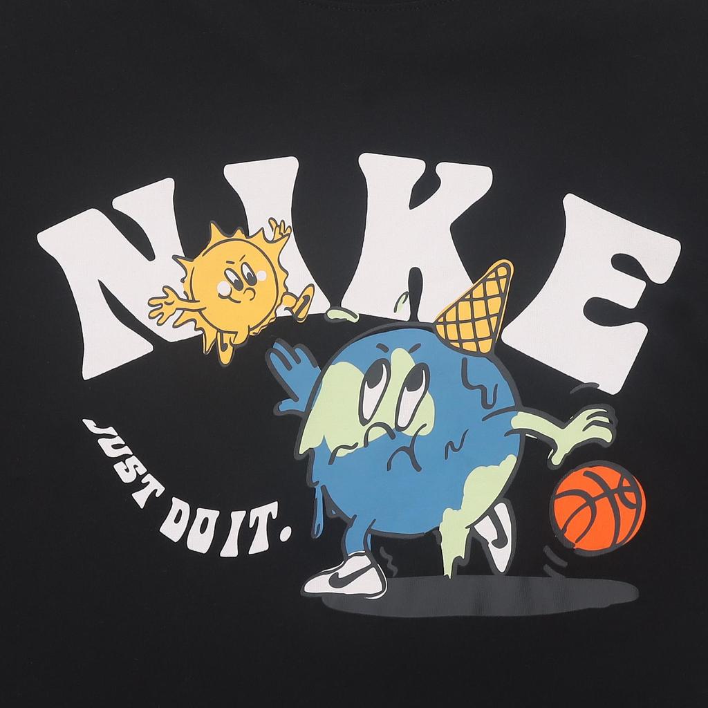 Nike Dri-Fit Graphic Short Sleeve T-Shirt With Cartoon Print Earth Basketball Graffiti Men Tops Black DX6139-010