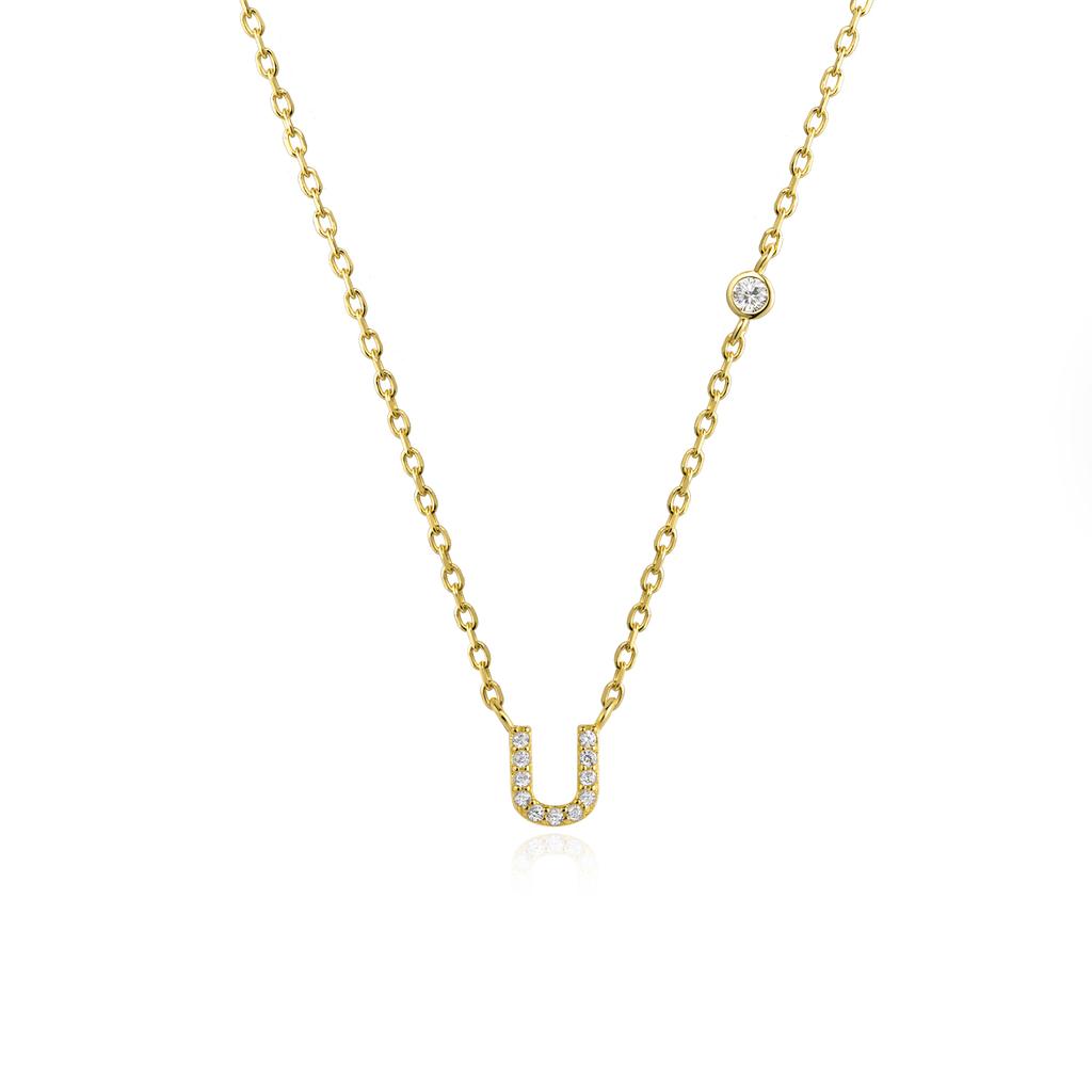 ANDYWEN 925 Silver Gold Small 26 Letters A- Z Zircon CZ Pendant Monogram Necklace Me Initial Alphabet M A Jewelry