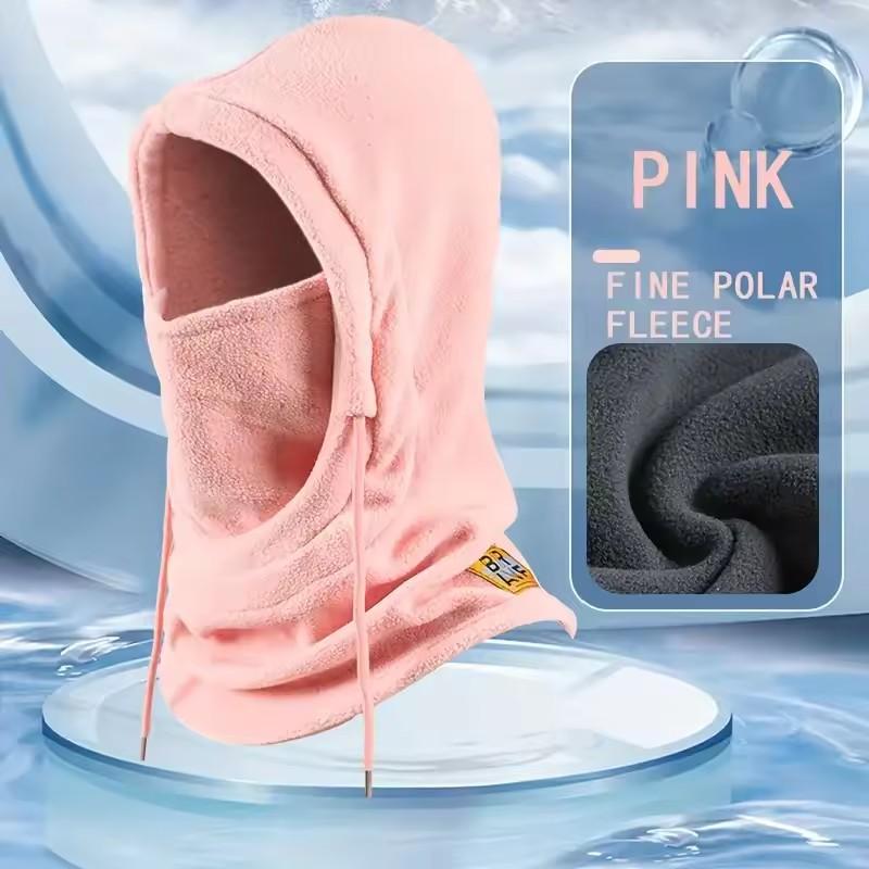 Winter Warm Neck Cover Integrated Knitted Face Mask for Unisex Drawstring Windproof Hat Outdoor Ski and Motorcycle Riding Hat