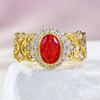 Lulu Tongzhu S925 Silver Sunset Orange Oval Diamond Simulated Ring for Women